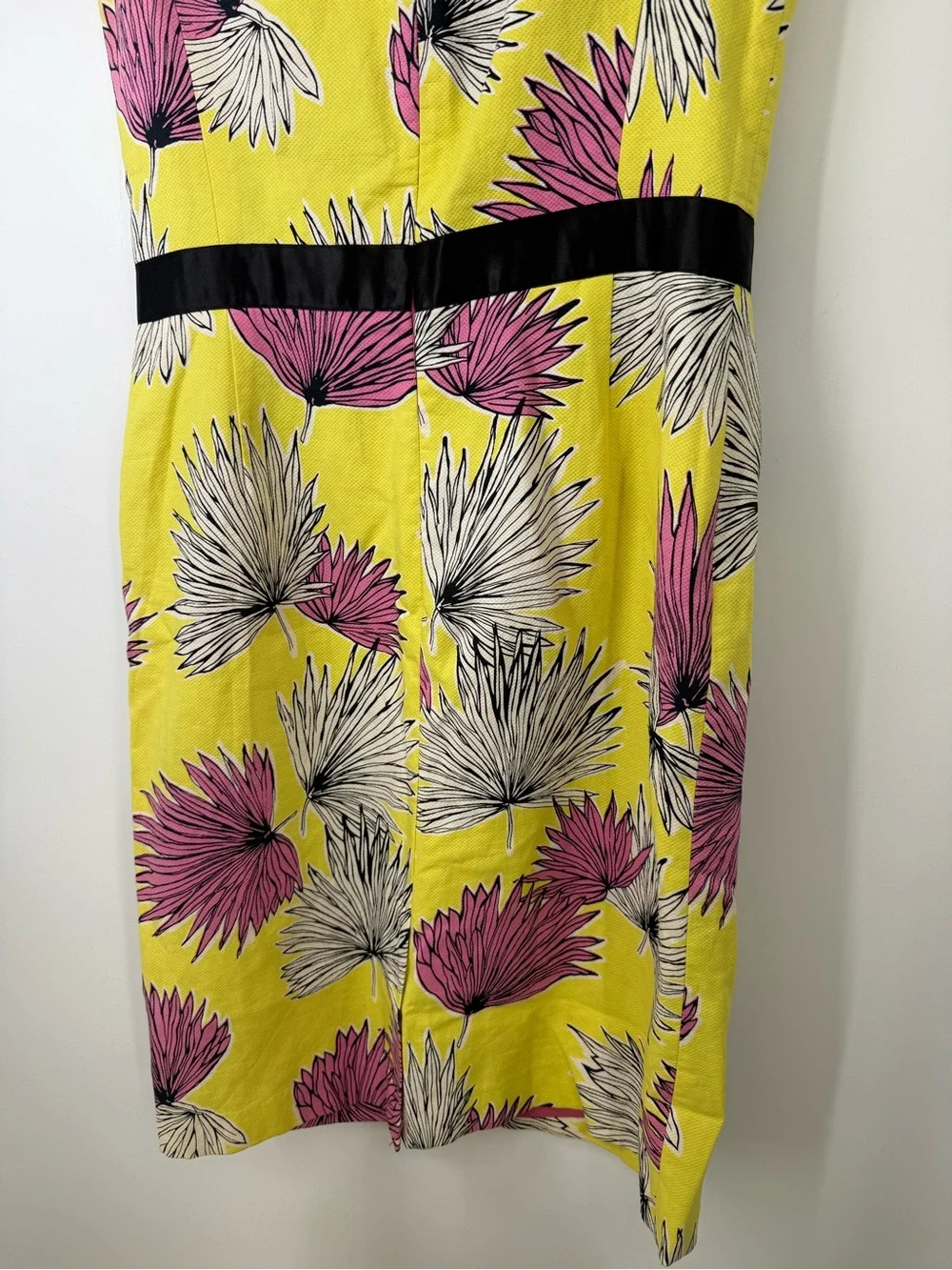 Vtg Cynthia Howie 100% cotton Sleeveless Yellow Floral Sheath Dress  size 10